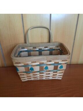 Vtg Woven Rectangle Basket Farmhouse Cottage Core Christmas Tree